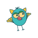 Illustration of a smiling bird carrying a book to represent early learners