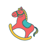 Illustration of a rocking horse highlighting playful reading time